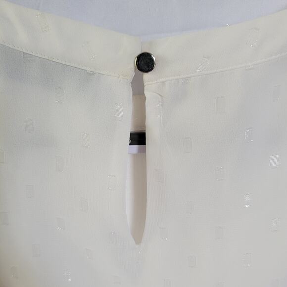 Apt 9 Ivory Swiss Dot Semi Sheer High Neck Sleeveless Womens Blouse Size Medium - Picture 8 of 9